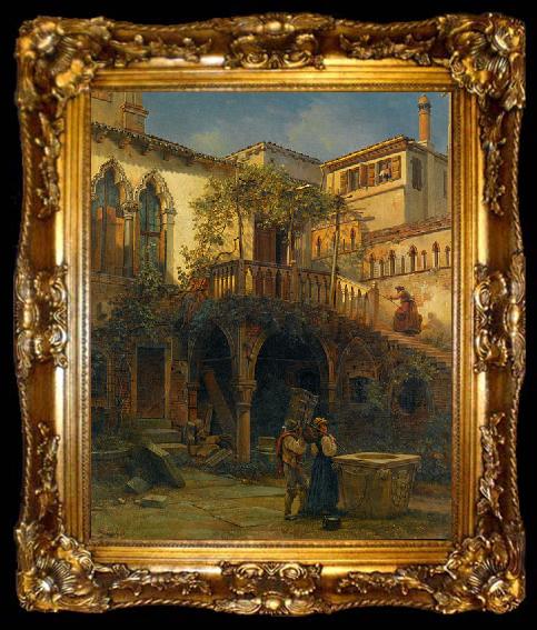 framed  Friedrich Paul Nerly Hof in Venedig, ta009-2